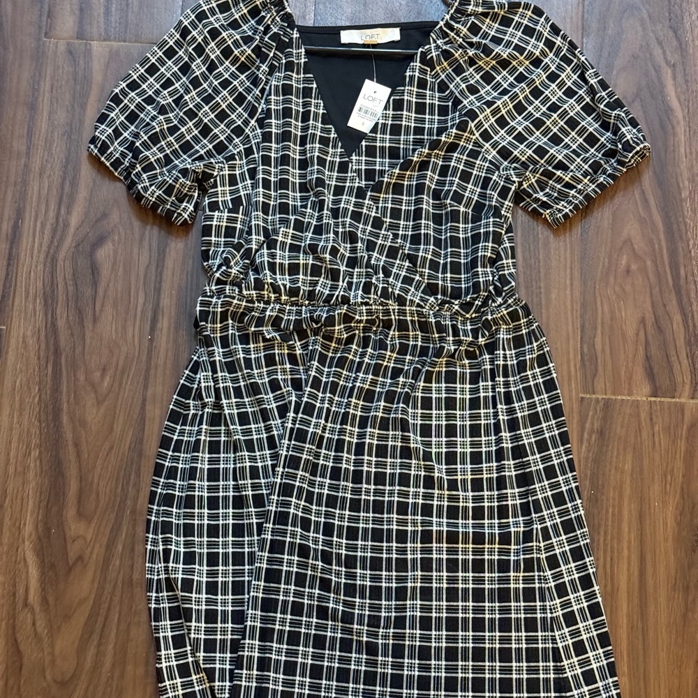 LOFT Plaid babydoll dress